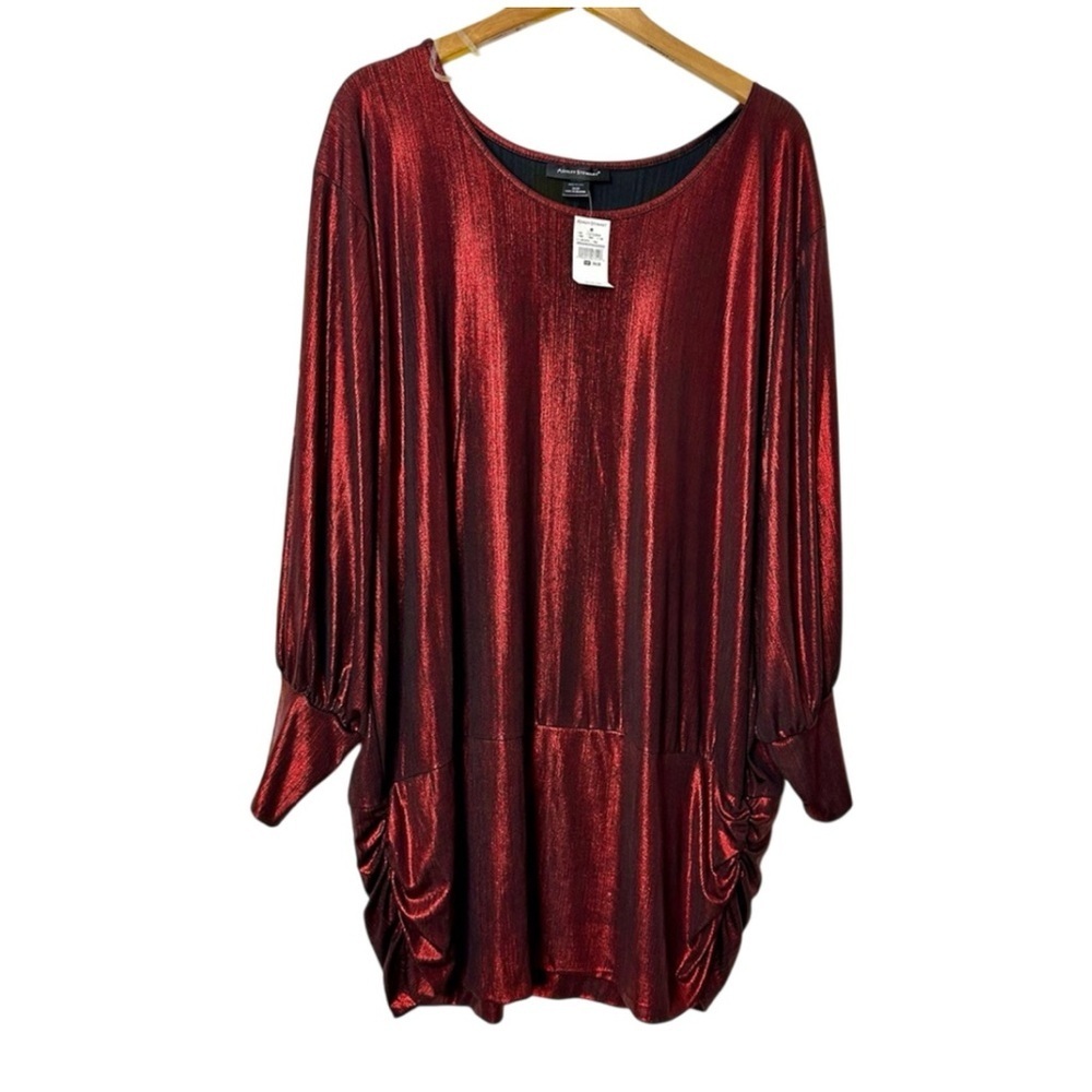Ashley Stewart Metallic Red Blouse